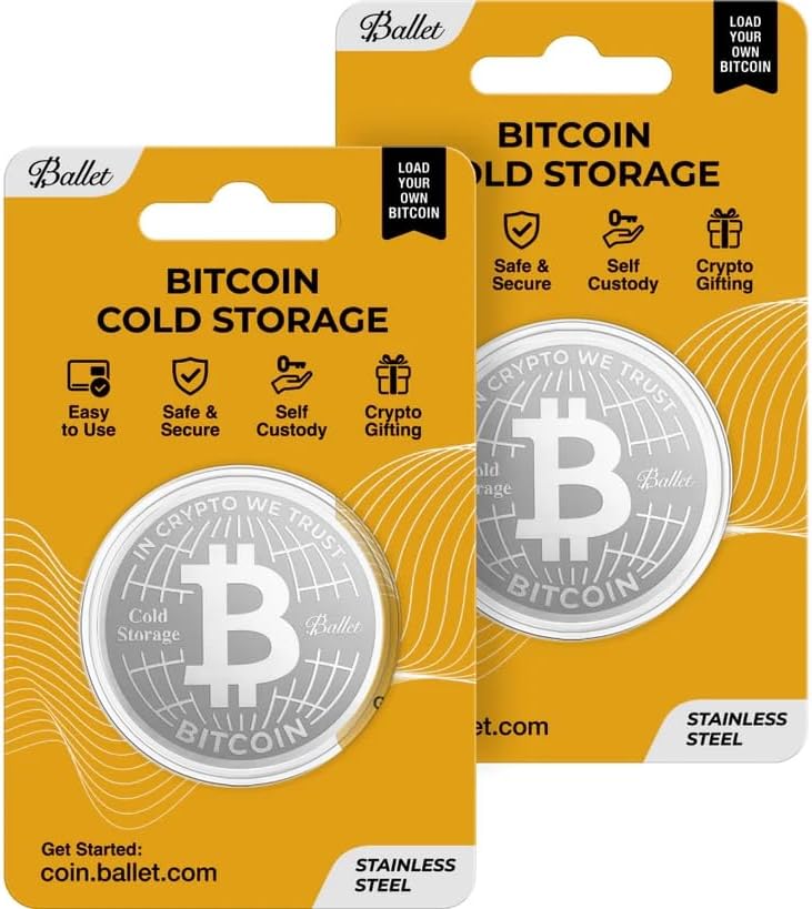 عملة بيتكوين - محفظة بيتكوين مادية، محفظة تشفير غير متصلة بالإنترنت مع أمان التخزين البارد (عبوة 2)